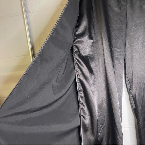 BB Dakota Black Satin Flowy Casual Lounge Pants Wide Leg Women’s Size Large - Picture 5 of 11